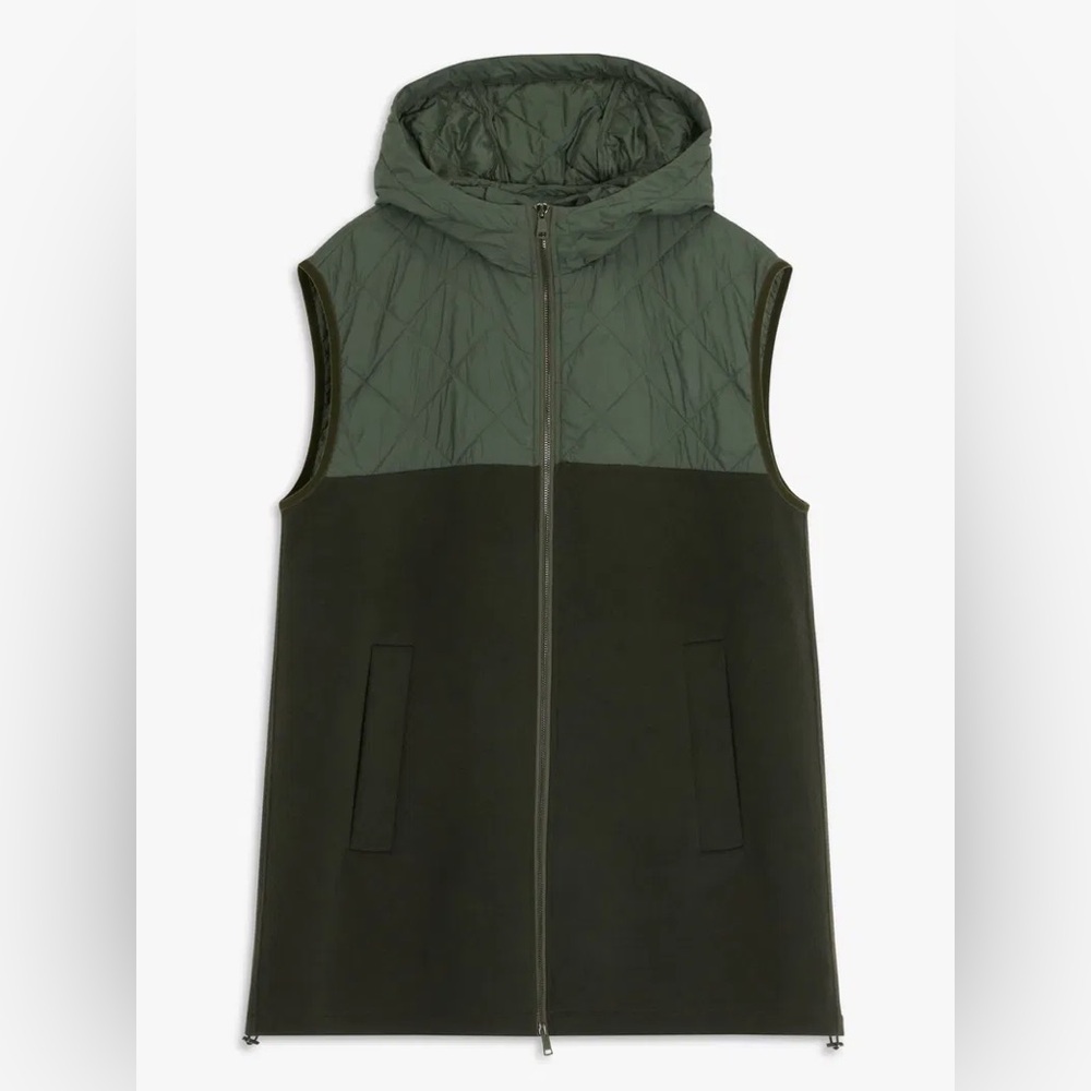 NWT Weekend Max Mara Nastro Colour Block Longline Gilet Vest Jacket Quilted - Picture 2 of 7